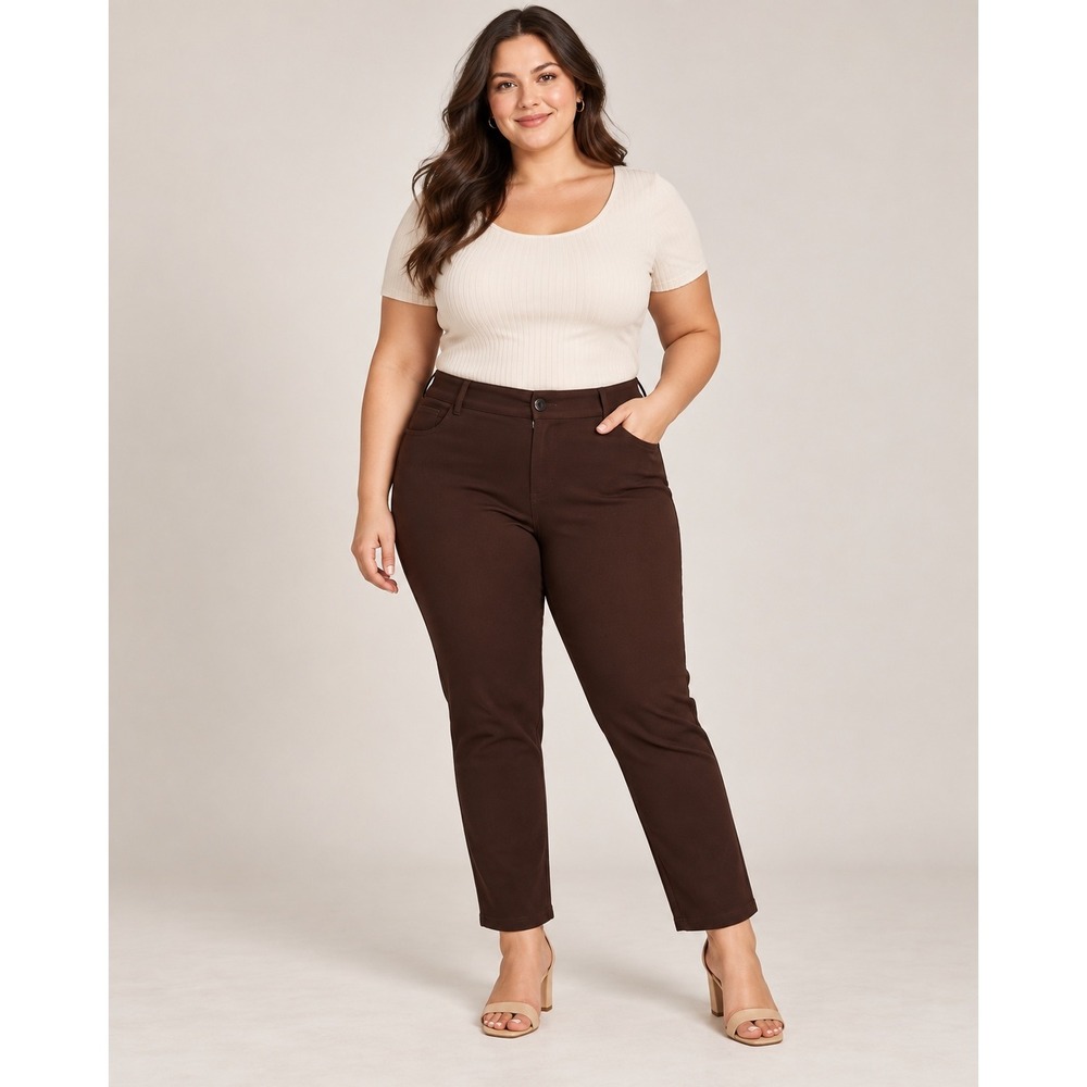 Universal Standard Moro Pocket Ponte Pants Brown Size M 18-20 Straight Leg Rise